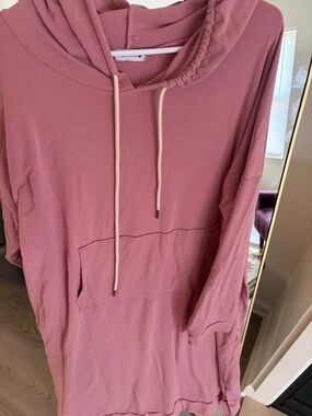 Mauve Pink Nuggles Hoodie Dress with Kangaroo Pocket